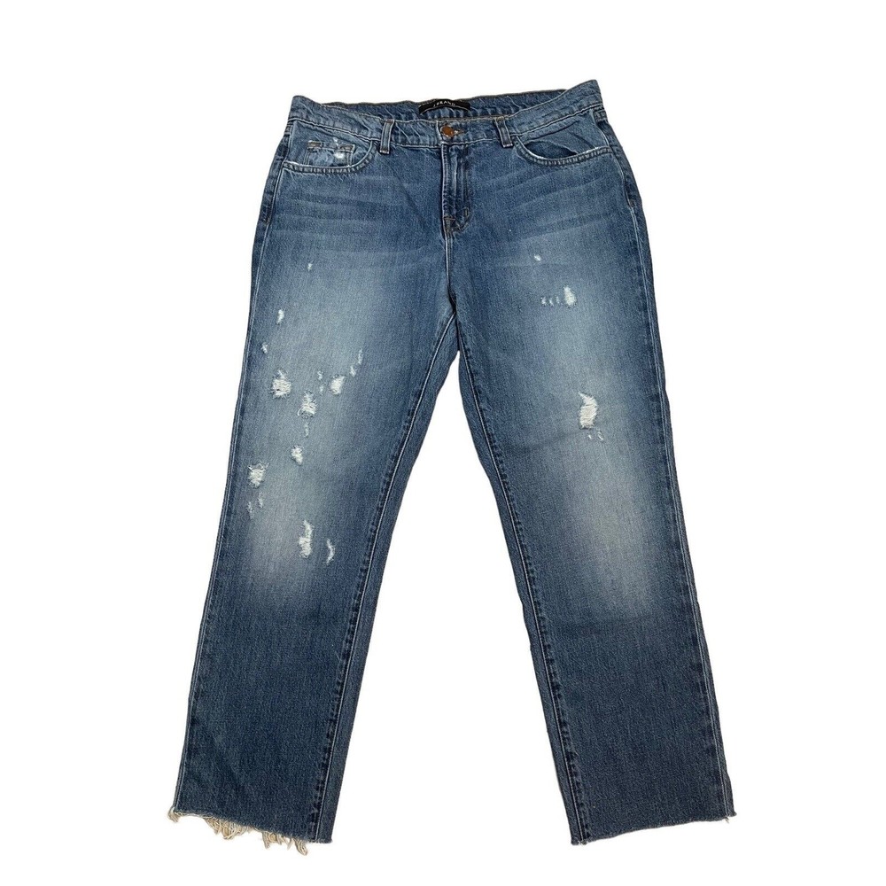 J Brand Women's Jake Broken‎ Distressed Boyfriend Jeans Size 28 Medium Wash